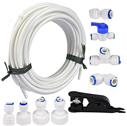 Queta 20 Meters Water Supply Pipe Tube and Fridge Connectors Kit for European Style Double Fridge Refrigerator (1/4 Pipe)