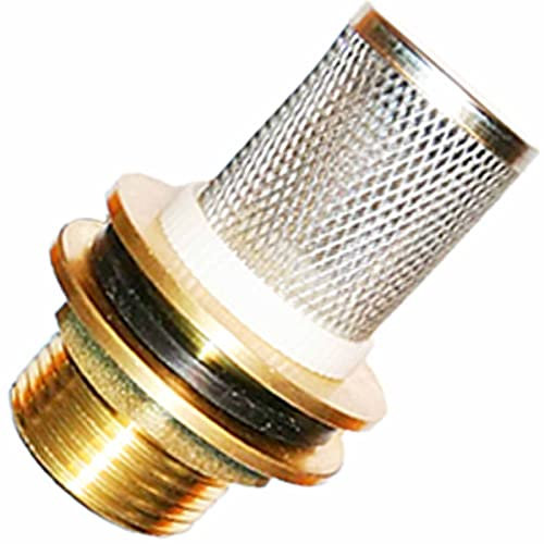 MegaHaustechnik Tank Faß Regentonnen Durchführung Verschraubung aus Messing mit 2 Gummi Dichtungen IG 1/2 Zoll x AG 3/4 Zoll für Loch Durchmesser 27mm mit Edelstahl Kunststoff Vorsatz Filter