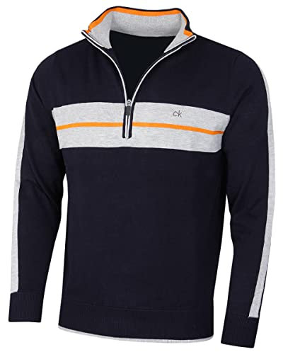 Calvin Klein Golf Chandail CK Vertex à Demi-Fermeture éclair pour Hommes - Marine - M