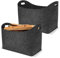 HENGMEI Filztaschen für kaminholz 2 Stück Kaminholztasche Faltbar Filzkorb Kaminholzkorb Einkaufstasche Henkeltasche für Holz, Zeitungen, Maße 55 x 30 x 40 cm (Typ B, Dunkelgrau)