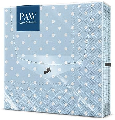 PAW - Servietten 3-lagig (33 x 33 cm) I 20 Stück I Perfekt für Kindergeburtstage, Partys, Kommunion und Feiern I Papierservietten Bunt mit Party Motiv I Blau, Pünktchen, Baby - Dots (light blue)