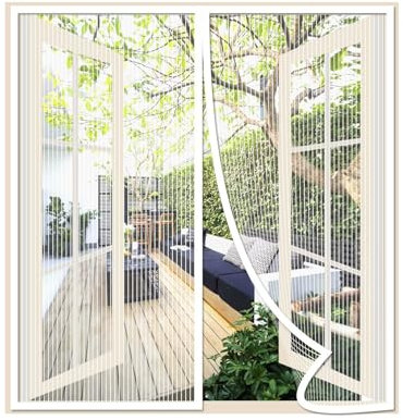 Risareyi Zanzariera Magnetica Finestra 60x140cm, Bianco - Zanzariere Magnetiche per Porte Finestre Scorrevole con Calamita Anti Zanzare Insetti, Chiusura Automatica, con Nastro Adesivo