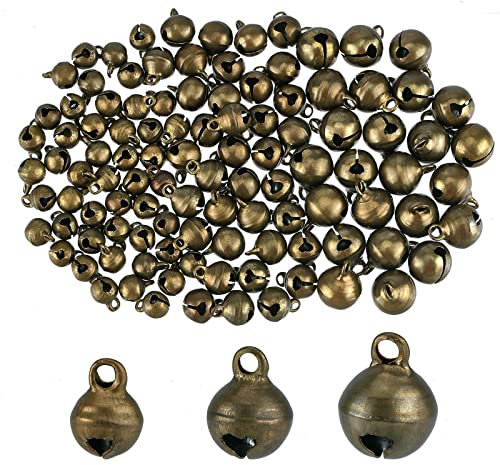 CHGCRAFT 240 Stück kleine Glöckchen in 3 Größen, Vintage-Stil, Bronze, Messing, Perlen, Anhänger, Musik-Glöckchen, Schlitten, Glocken für Handwerk, Festival, Weihnachten, Party, Dekorationen,