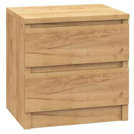 VBChome Nachttisch 40 x 30 x 40 cm Eiche Matt Nachttisch mit Zwei Schubladen für das Schlafzimmer Grifflose Modern
