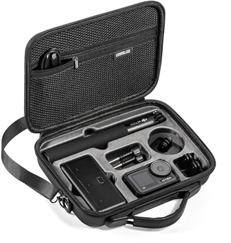 xocome Osmo Action 5 Sportkamera Tasche, PU-Leder Tragbare Aufbewahrung Umhängetasche Koffer Reisetasche für DJI OSMO Action 5/Action 4/Action 3 Sportkamera Zubehör