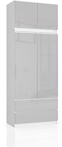 AKORD | Kleiderschrank mit Auszug | Geräumiger Innenraum | Platzsparende Aufbewahrung | Einlegeböden, Kleiderstange und Schubladen | Hochwertige Qualität | 234 cm Hoch | Einfache Montage