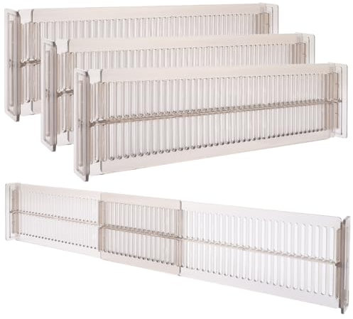 MUXHEL 8er-Set Kunststoff Schubladentrenner Verstellbar, 27-51cm Transparente Küche Schubladen Organizer, 8cm Hoch Schubladenteiler Separatoren für Kommode, Badezimmer, Schlafzimmer