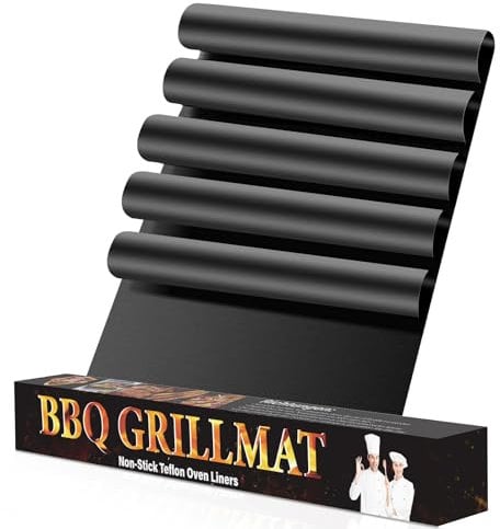 HAOCEE Lot de 5 tapis de barbecue - 40 x 32 cm - Antiadhésifs - Réutilisables - Sans PFOA - Accessoires de barbecue à gaz - Convient pour four, charbon de bois, barbecue à gaz, barbecue