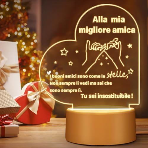 Adiwo Freund Geschenke,Acryl LED Lampe Geschenk für Freund 3D Freund Geschenk LED Geschenk Beste Freund Geburtstag Betriebene Lampe