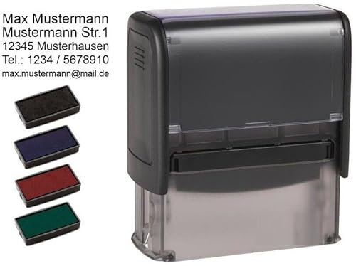 STEMPEL Firmenstempel Adressstempel Namensstempel Selbstfärber IMPRINT bis 6 Zeilen mit Wunschtext/Logo (5-6 Zeilen (Imprint 13))