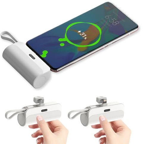MOGGAM Mini power bank compatibile con iphone e smartphone - caricatore portatile iphone 5000 mah - powerbank iphone formato tascabile compatto - snap n charge 2 in 1