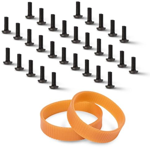POWERTEC Planer Blade Screws & Drive Belts for DeWalt DW734 - T30 Torx Screw (30 PK) and 9-Rib Planer Drive Belt (2 Pack) for DeWalt DW734 Replacement Ribbed Belts (429962-08) (72273)