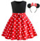 DiULi Vestito Costume Minnie, 2Pcs Minnie Costume Ragazza con Cerchio per Capelli, Gonna Tutu Pois per Ragazze Bambini, per Natale Festa Compleanno Cosplay Travestimento(110)