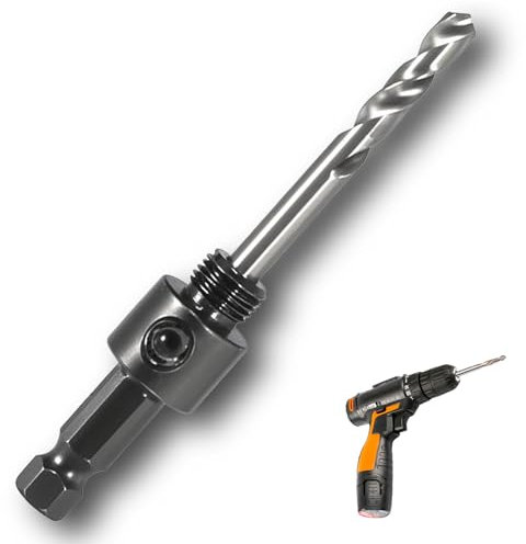 6.35mm Hole Saw Arbor, Drill Bit Adapter for Hole Saw Sets – 3/8'' Shank, 80mm Total Length, Compatible with Steel, Stainless Steel, Wood, PVC