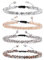 Uwiyo Bracelet de Bohème en Perles de Cristal 4 Pièces Bracelet Pierre Naturelle Femme Réglable Bracelets de Perle Cristaux Multicouches (Or transparent-corde réglable)