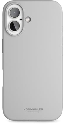 VONMÄHLEN Soft Silicone Case - Silikonhülle aus recycelten Materialien, kompatibel mit iPhone und MagSafe, Handyhülle mit Kamera-Displayschutz - iPhone 16 - Light Gray