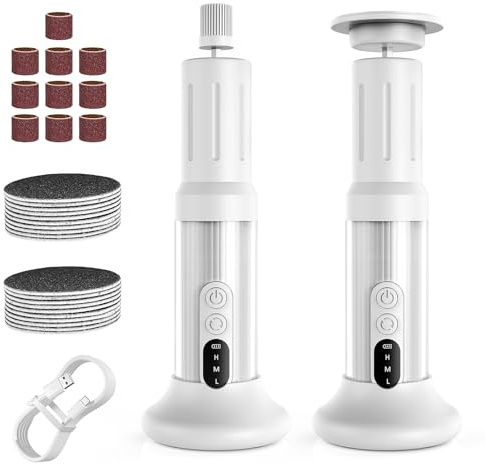 Gerbala Rimozione calli Elettrico, Calli Rimozione Piedi Ricaricabile 6 Velocità Regolabile Dispositivo Elettrico Pedicure Pedicure Set per Pelle Morta Rischiata Dura (Bianco)