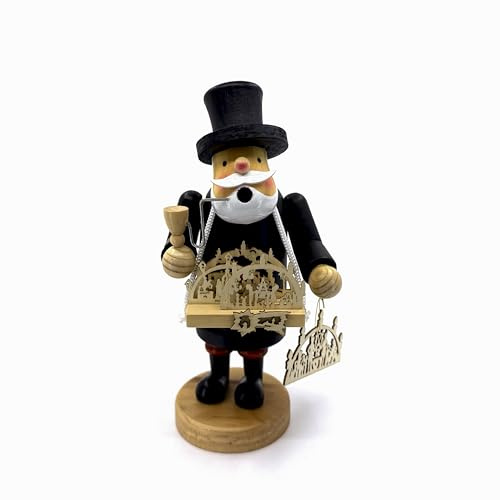 Kaladia Räuchermännchen Schwibbogen Händler mit Bauchladen aus Holz – handbemalte Räucherfigur für Räucherkerzen Größe M (Standard) - Größe: ca. 18 cm - Dekoration für das ganze Jahr
