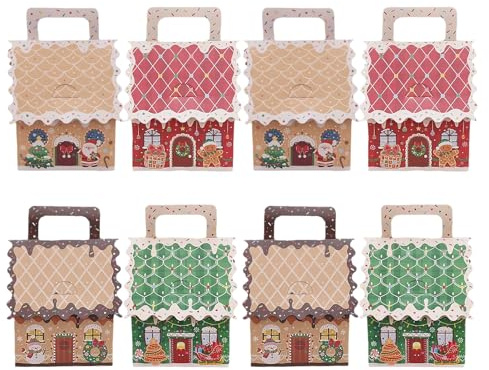 Weihnachts-Leckerli-Boxen – 8 Stück Festival-Goodie-Behälter Mit Griff | Langlebige Dessert-Geschenk-Plätzchen-Snack-Verpackung Für Zuhause, Büro, Feiertage, Partys, Saisonale Geschenkverpackungen