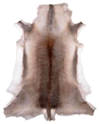 Livorio Rentierfell original aus Skandinavien, Premium Qualität, Bicolor dunkel, L 130-135 cm