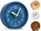 Driini Analoge Tischuhr aus Holz, 10,9 cm, dekorative Uhr aus Kiefernholz, kein Ticken, leicht zu lesen, geräuschlos, schleichend, leise Tischuhren mit Holzkörper, Zeigern und Batterieabdeckung, Blau