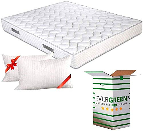 EVERGREENWEB Matelas 160x190 cm + Oreillers GRATUIT Mousse Anatomique - Épaisseur 20cm - Mousse H.R - Système Triple Couche - 7 Zones de Confort - Indépendance de Couchage Ergonomique Hypoallergénique