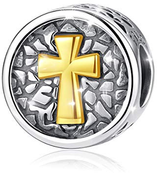Eusense Pandora Kreuz Charm, Bead Kreuz 925 Silber für Europäisch Armband und Kette