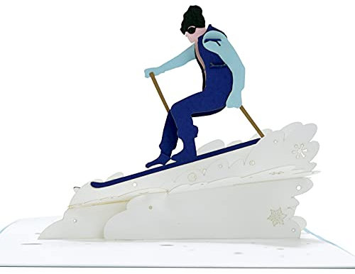 CUTPOPUP Geburtstagskarten für Männer, Karte Vatertag, Geburtstagskarte Mann, Geburtstags-Pop-Up-Karte, 3D-Grußkarte Ehemann Ihn Junge Sohn Mann Vater (Skifahren -Skiing) US8-OC195DE