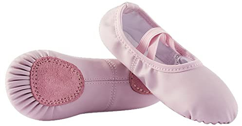 TETSUO Pink Ballet Slippers for Girls, Indoor Ballerina Dance Flats Shoes for Kids, Toddlers Dancing, Yoga Soft