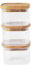 Pebbly - Set de 3 cajas cuadradas de cristal con tapa de bambú - 3 x 500 ml