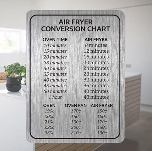 Air Fryer Conversion Chart Metal Sign - Cooking Times Temp Oven Kitchen UK Gift