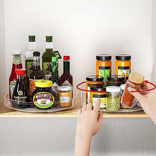 Cocolemon Drehteller Organizer Lazy Susan 2 Stück, PET Plastik 360° Drehbares Gewürzregal Küchen Organizer für Schrank, Speisekammer, Küche, Arbeitsplatte, Kühlschrank, Durchmesser 23cm