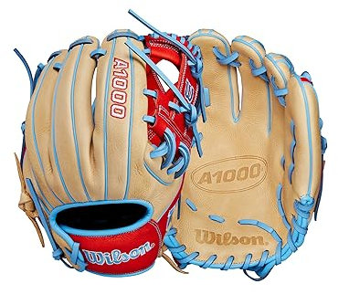 WILSON 2024 A1000 1786 Infield Baseball-Handschuh, 29,2 cm, Blond/Rot/Blau, Rechtshänder