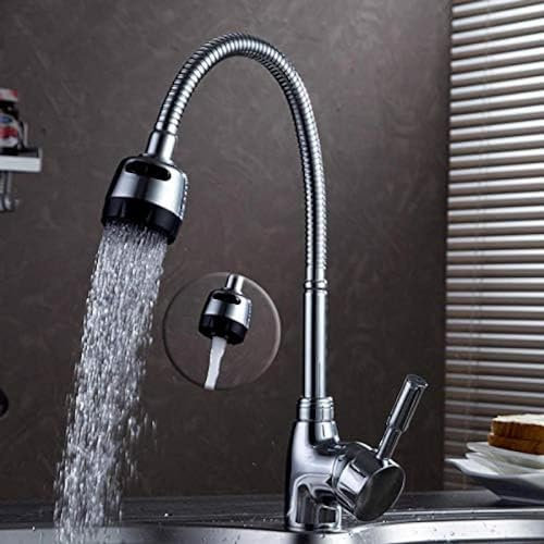 VASDEV Grifo Mezclador para Lavabo Cromado, Grifo de Agua fría y Caliente, Tubo Flexible, Grifo de Cocina, Palanca única, Grifo de Cocina para baño