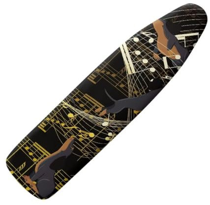 Jeiento Black Dachshund Ironing Board Cover Padding with Elastic Edge Yellow Music Notes Heat Reflective Ironing Pad Cover Stain Resistant & Durable Scorch 15x54 Iron Pad Covers