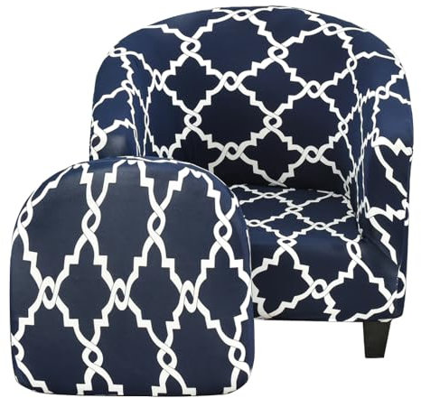 Sesselbezug Stretch Sesselschoner 2 Stück Sesselhusse Sesselüberwurf Cocktailsessel Schonbezüge Tullsta Stretch Marineblau