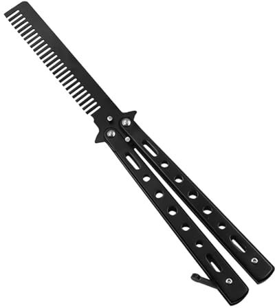 NVTRSD Butterfly Kamm, Schmetterlingskamm, Kamm Edelstahl Faltbarer, Faltbarer Taschenkamm Frühlings Haar für Barberkamm Haarstyling Zubehör Training Schmetterling Stil Kamm(Schwarz)