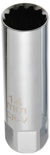 YoiYee 14mm Spark Plug Socket, 12-Point Thin Wall with Built-in Spring Clip, 3/8 Drive - Compatible with BMW, Mercedes, Nissan, Peugeot, Mini - Automotive Engine Repair Tool