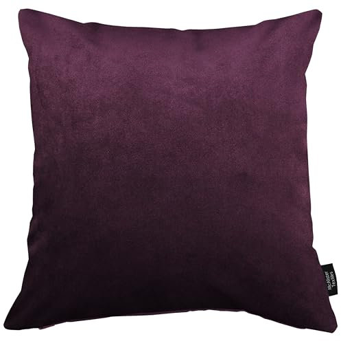 McAlister Textiles Matter Samt Knife Edge | Sofakissen mit Füllung in Aubergine Violett | 60 x 60cm | erhältlich in 25 Farben | griffester Samt | pralles Samtkissen