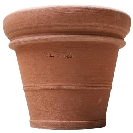 Pots de Fleurs Exterieur Terre Cuite -Doppio Bordo - Fabriqué à la Main - Absolument résistant au Gel - Terracotta Italienne : Pots de Fleurs artisanaux pour extérieur et intérieur (Liscio 40cm)