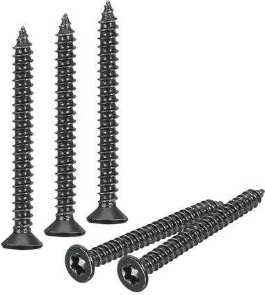 QUARKZMAN 40 Stück Flachkopf Torx Schrauben, M3 x 30mm Torx Holzschrauben 304 Edelstahl Senkkopfschrauben Selbstschneidende für T10 Bit für Holz, Zaun, Terrassendielen (Schwarz)