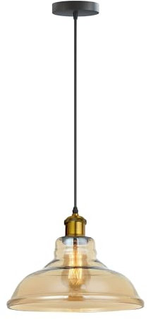 DC VOLTAGE Vintage Pendant Light Industrial Clear Glass Ceiling Light Hanging Fitting E27 Base Fixture for Kitchen Dining Room (Bowl - with Bulb)