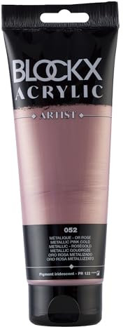 Blockx 61052BXC Acrylique Fine Semi-opaque et Satinée - Métallique - Or Rose Pigment iridscent/PR122 - 250ml
