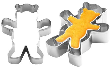 Sghtil Cortador de galletas de oso de acero inoxidable para hornear | Molde para hornear con forma de oso | Accesorios para hornear de cocina, Gadgets de cocina fáciles de limpiar para hacer fondant,