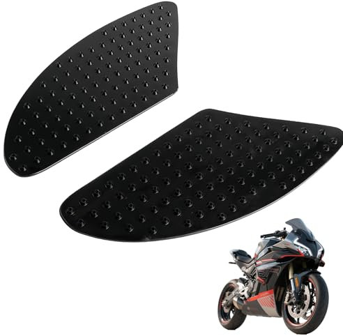 Snowtain Protezione Serbatoio Moto 2 Pezzi – Pad Antiscivolo in Silicone, Resistente al Calore, Adesivo Universale per Serbatoi Moto Naked, Touring, Sportive – Nero