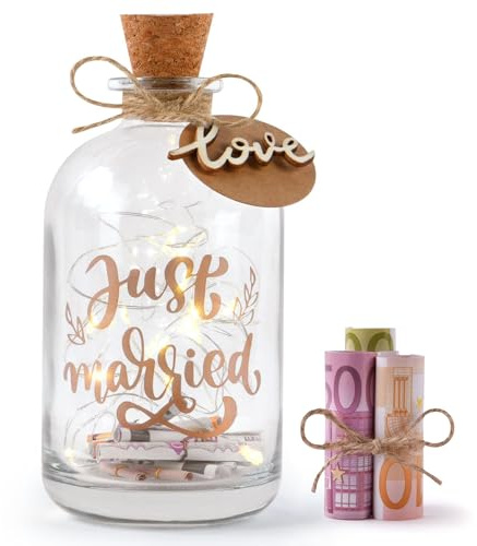 Fancysky Hochzeitsgeschenke Geld Licht Flasche für Braut und Bräutigam und frische Liebhaber (just married)