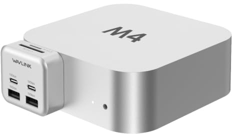 WAVLINK Hub per Mac mini M4, hub a 6 porte per Mac mini | 2 porte USB-C da 10Gbps, 2 porte USB-A da 10Gbps, lettore di schede SD3.0, per Mac mini M4 e M4 Pro