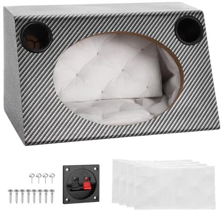 sourcing map Caja de altavoz de madera con puerto de 6 x 9 pulgadas, color negro y blanco, caja de subwoofer con ventilación única para coche, camión, caja de altavoz para bricolaje, audio de