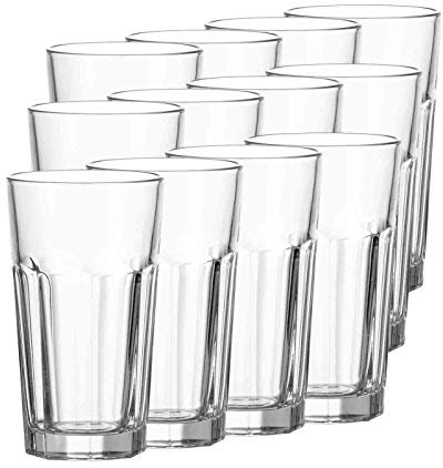 Leonardo Rock XL Longdrink-Glas, großer Trink-Becher aus Glas, spülmaschinengeeignete Wasser-Gläser, 12er Set, 540 ml, 017203