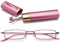 VEVESMUNDO Herren Lesebrille Mini Reise Kleine Kompakte Schmal Metall Lesehilfe Brillen Mit Etui +1.0,+1.5,+2.0,+2.5,+3.0,+3.5,+4.0 (1 x Rosa Blaulichtfilter Lesebrille, 1.0)